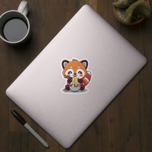 Cute Red Panda eating ramen by MilkyBerry